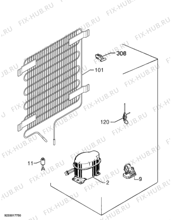 Взрыв-схема холодильника Zoppas PRG216IW - Схема узла Cooling system 017